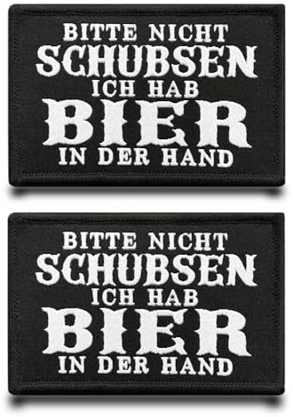 2 StückBitte Nicht Schubsen-Ich Hab Bier In Der HandLustige Patch Abnehmbare Aufnäher mit Stickereiverschluss Taktisch Militär Patch Applikation für Kleidung Rucksäcke Jacke Taschen Weste