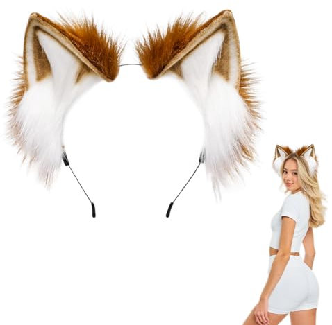 Herbst Serre-tête à oreilles de chat avec oreilles de renard et de loup - Fait à la main - Costume de renard - Costume de renard pour carnaval, fête, Halloween, Noël, femme, homme et fille
