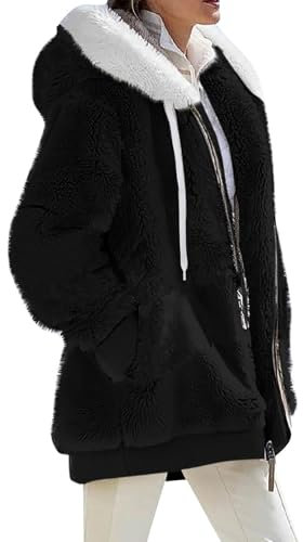 Veste Femme Imperméable Oversize Veste Vintage Sport Veste Hiver Femme Chaude Grande Taille Travail Pull Coupe Vent Chic Et Elegant Gilet Femme Laine Mi Saison Pas Cher Halloween 01 Noir S