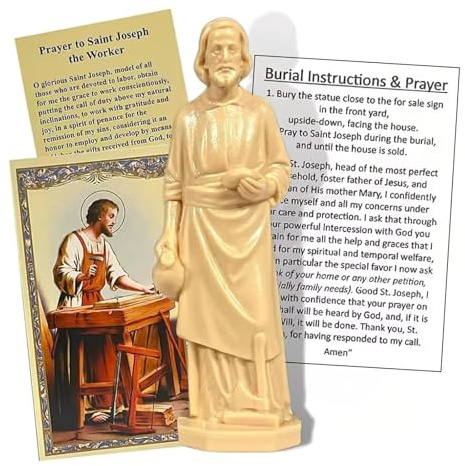 HARY St Joseph Statue to Sell House, St Joseph Home Selling Statue, Complete Set 3.15 Inch Tall 1.2 Inch Wide Statue with Instruction Cards and Prayer Resin Decor for Selling Homes, Boo