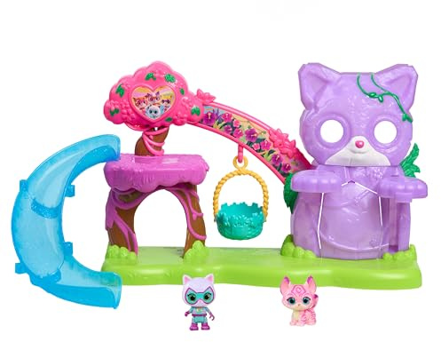 Just Play Disney Jr. SuperKitties Su-Purr Wild Playset with Slide and Swing, 5-pieces, 3 Poseable Figures, Toy for Fans, Girls, Kids, Ages 3 and Up