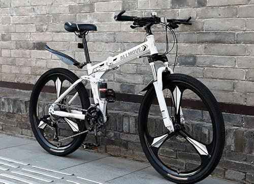 Kcolic 26 Zoll Fahrrad Mit Mechanischem Scheibensystem, 21 Gang Klapp Mountainbike, Einstellbare Sattelhöhe, Integrierte Räder C,26in