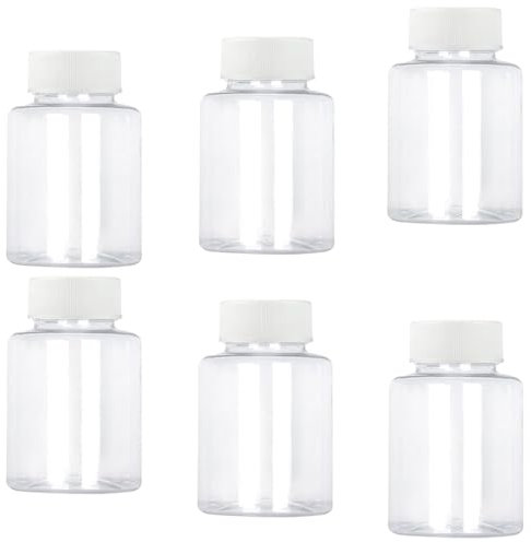 GYOUFU 150ml Clear Plastic Storage Bottles with White Screw Caps (6 Pack)