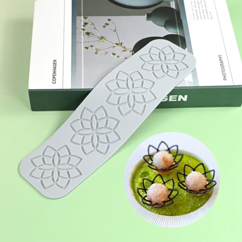 mostsom Molde de silicona para repujado de encaje para tartas, diseño de flor de loto, moldes de impresión para fondant, galletas, chocolate, dulces, decoración de postres, herramientas comestibles