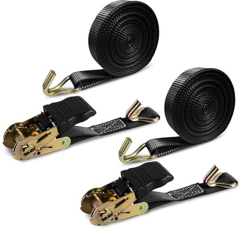 Spanngurt mit Ratsche Zurrgurt 2er Set, CIYIN Spanngurte mit Ratsche und Haken, Ratschengurt Set mit Nockenschnalle für Ladungssicherung, Ratschengurte 6m,25mm, Bis 800 Kg (Schwarz)