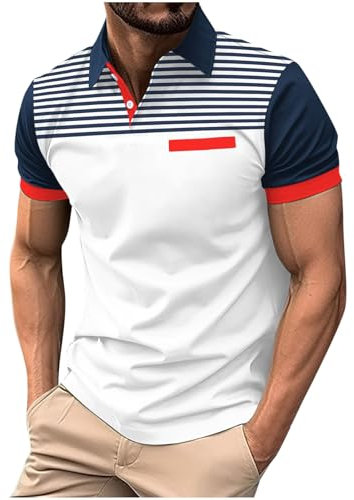 KOG Poloshirt Herren Polohemd Kurzarm Bekleidung Einfarbig Streetwear Loose Fit Baumwolle Tshirt Teenager Kleidung Leicht T-Shirts Junge Gym Sweatshirt Weiß L