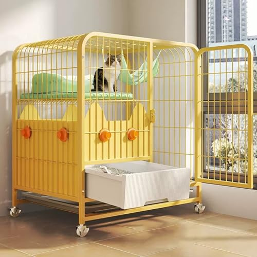 Mehrstöckiges Katzengehege mit Laufgitter-Funktionen, inklusive Katzentoilette, Hängematte und Rampenleitern für Sicherheit und Spaß im Innenbereich für Kleintiere