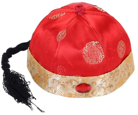Btgghytr Chapeau d'empereurs royaux chinois antiques pour jeux de rôle - Chapeau décoratif pour enfants, Haut rouge et jaune E, Taille unique