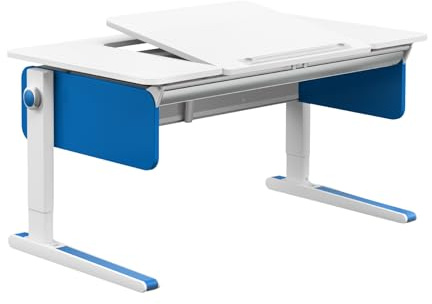 Moll Champion Center Up | Kinderschreibtisch höhenverstellbar | mitwachsend & ergonomisch mit geteilter, neigbarer Tischplatte & gerundeten Ecken | ideal für Schulkinder | Made in Germany