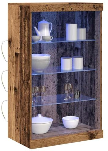 vidaXL LED-Sideboard Altholz 60,5 x 37 x 100 cm Holzwerkstoff, Ruhige Beleuchtung Möbel, rechteckige Stauraumeinheit, praktische Kommode, schicke Ausstellungsoptionen