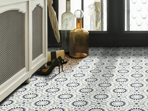 misento Vinylboden Arctic – PVC Bodenbelag Meterware 200/400 cm breit, Fliesenoptik, trittschalldämmend, wasserfest & pflegeleicht, für Küche, Wohn- & Feuchträume, 2,8 mm, Silber-Blau 200 x 300 cm