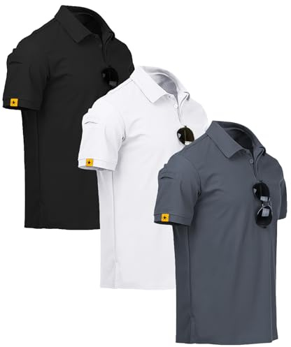 ZITY 3er Pack Poloshirt Herren Kurzarm Schnelltrocknend Atmungsaktives Tshirt Männer Sommer Polohemd Casual Sport Shirt Regular Fit Golf Poloshirts