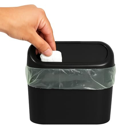 Wellingworth Car Bin for All Types of Vehicles, Compact and Stylish Car Trash Can, Leak-proof and Easy to Clean, Perfect for Organizing Waste in Cars, Trucks, and SUVs, Self Pop Up Lid (Black)