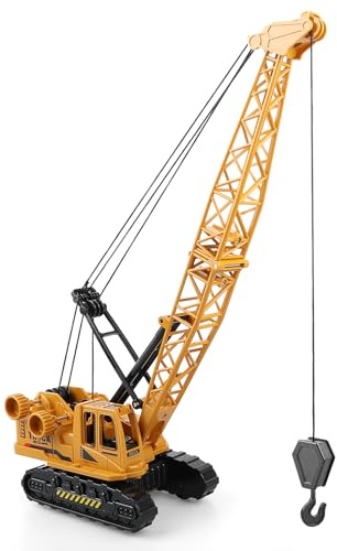 Diecast Crane Truck Toy for Boys Ages 3-12 – Metal Construction Toy Truck with Manual Lifting Arm – Heavy Duty Toy Crane Vehicles for Kids, Christmas & Birthday Gift for Toddlers and Children