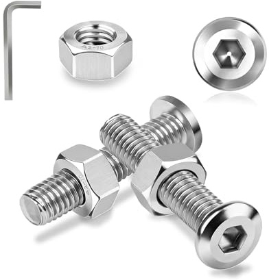 Ezitruz 20 Sätze Schrauben Edelstahl M8x40 mm Flachkopfschrauben Innensechskantschrauben und Muttern Set Linsenkopfschrauben A2 V2A Vollgewinde Sechskantschrauben mit Muttern für DIY Möbelschrauben