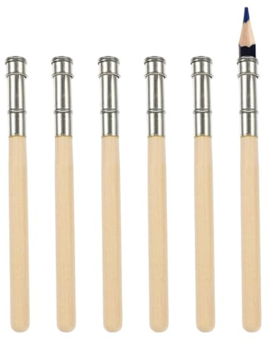 YAZWUR 6 Piezas Extensor de Lápiz, Adaptador de Lápices de Madera, Soporte para Lápices y Crayones, Herramienta para Dibujo y Bocetos (12.5 cm)