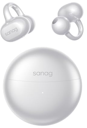 SANAG S6SUltra Auricolari Open Ear, Cuffie Clip on, Comfort e Vestibilità Stabile, Bluetooth 6.0, Bassi Profondi, IP67, 42H di Autonomia, Chiamate AI, App Personalizzata, Ideali per Sport e Lavoro