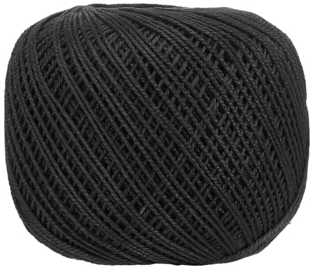 sourcing map 164 Yards Size 3 Black Pearl Cotton Crochet Thread | Lace Weight Yarn Tatting Thread for Crocheting Knitting Embroidery Sewing