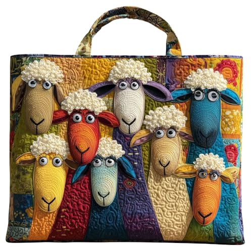 YGCHEN Handtasche mit Schaf-Print, Niedliche Umhängetasche mit Lamm Motiv, Perfekte Einkaufstasche für den Frühling und Sommer, Geschenk für Mutter, Tochter oder beste Freundin