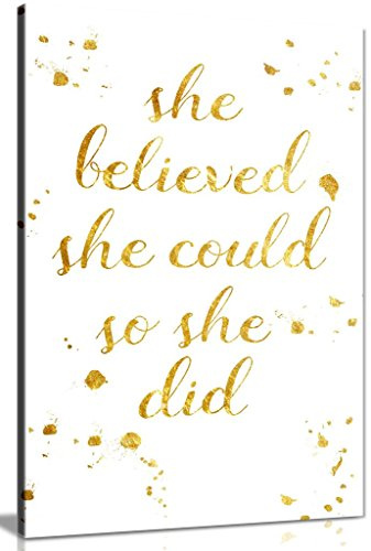 She Believed She Could So She Did Quote Inspirational Gift Canvas Wall Art Picture Print (18x12in)