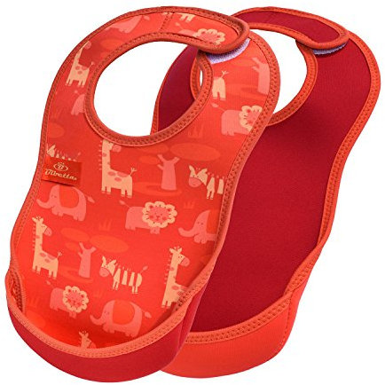 Bibetta Neopren Lätzchen mit Krümelfangtasche Safari Doppelpack
