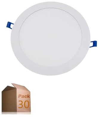 ONSSI Placa LED de Techo 20W 2000lm,Circular Φ220mm (Blanco Frío) SuperSlim Panel Downlight LED Empotrado (Pack 30)