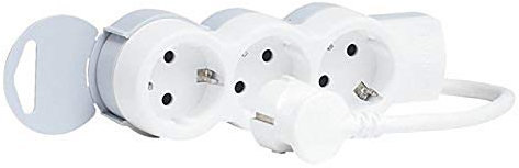 Legrand, 695001 Bases Multiples Standard Bloc 3 Prises avec câble de 1,5 m de la Gamme 'Standard', 3 Prises de Courant Blanc Marque SCHNEIDER