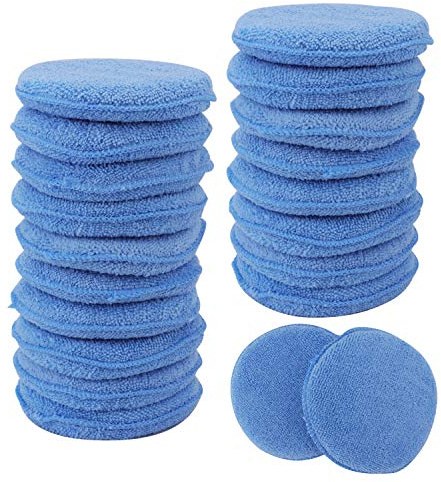 Fasmov Microfiber Applicator Pads Wax Applicator, 20 Pack Foam Applicator Pads Car Wash Sponge, Buffing & Detail Polishing Foam Pads for Car Cleaning and Fine Polishing (5 Diameter, Blue)