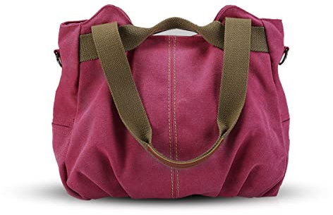 NICOLE & DORIS Canvas Tasche Damen Tragetaschen für Damen Schultertaschen Umhängetasche Leinwand Handtasche Mädchen Rosa