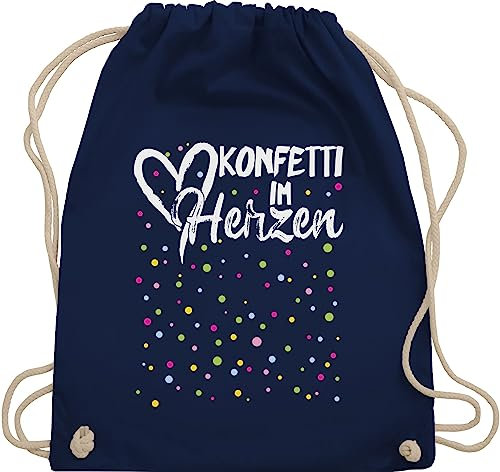 Turnbeutel Rucksack - & Fasching - Taschen - Konfetti im Herzen Karneval I - Unisize - Navy Blau - tasche für wurfmaterial karnevalsbeutel faschings herz beutel karnevalstasche karnevals confetti