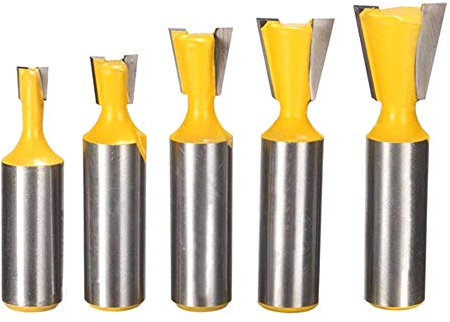 Bestgle 5pcs 1/2 Shank Dovetail Joints Router Bits Half-Blind Dovetail Bit Set Cutting Diameter 1/4 3/8 1/2 5/8 3/4 Woodworking Milling Cutter Tool