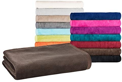 Moon - Classic Kuscheldecke 150x200 cm Dunkelbraun Wolldecke einfarbig, Pflegeleichte Baumwollmischung