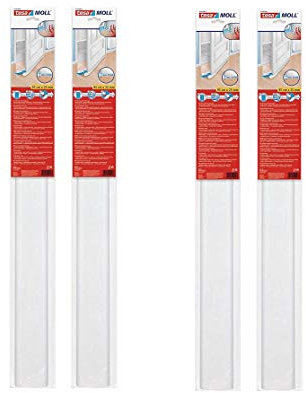 tesamoll Zugluftstopper für Glatte Böden in Grau/Zuschneidbare Türbodendichtung für Schutz vor Zug und Lärm / 95cm x 25cm (4 Stück Weiß)