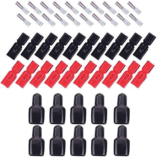 CESFONJER 30A 600V Quick Connect Battery Terminals, Silver-plated Copper, Polycarbonate, Red, Black, 20 Gauge, J258, 105°C, 600V