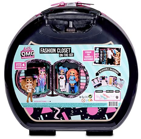 LOL Surprise OMG Armario Portátil con Ruedas - Maleta con Estilo - Para Niños a Partir de 6 Años - Espacio para hasta 4 Muñecas de Moda - Incluye Maleta, Gafas en Azul y 6 Perchas