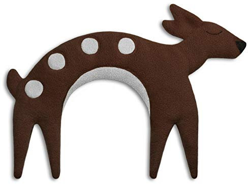 LESCHI Wärmekissen - Körnerkissen für Mikrowelle - Tier Reh Dunkelbraun - anschmiegsames Nackenkissen mit Bio Weizen - ideal als Wärmespender im Winter und bei Verspannungen an Nacken Schulter Hals
