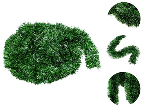 Helmecke & Hoffmann Weihnachtliche Girlande aus Kunststoff, 2 Längen wählbar, Weihnachtsgirlande, Tannengirlande, Dekogirlande grün (5 m)