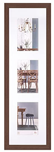 walther design Bilderrahmen eiche dunkel 3X 13x18 cm Galerie mit Passepartout, Fiorito Holzrahmen EF338VP