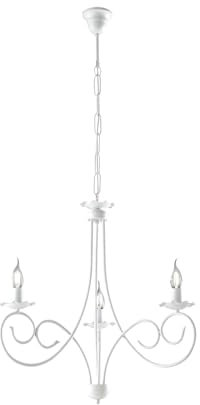 Lampadario Provenzale Candelabro 3 Luci Ferro Battuto Bianco Shabby