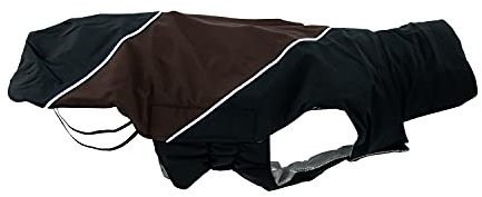 JEGGO Thermal Lining, Winter-Hundemantel, mit wärmeisolierendem Thermofutter, Wasser- und Winddicht, optimale Passform, mit beidseitig zu öffnendem Reißverschluss (braun-schwarz, 44 cm)