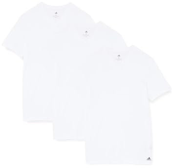 Adidas Herren kurzarm Unterhemd (3er Pack) V- Ausschnitt T- Shirt (Gr. S - 3XL) , Weiß, L