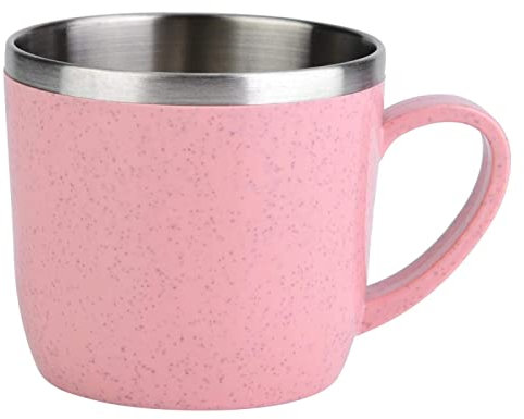 KUIKUI Vaso de vacío 220ml Colorido Paja de trigo Frascos de acero inoxidable Agua aislada Jugo de café Leche Mu 7.5x14 cm(Rosado)