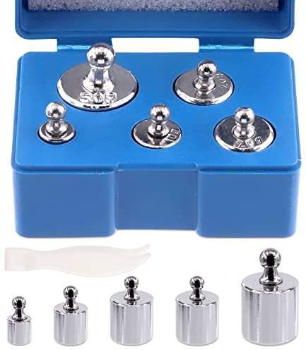 Mardatt 6 Pcs Precision Scale Calibration Weight Set, 5g 10g 2x20g 50g Grams Steel Weights Calibration with Tweezers for Digital Balance Scale, Jewellery Scale, M2 Class (Total 100g)
