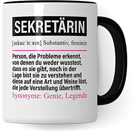 Tasse Sekretärin lustig, Sekretärin Geschenk Beruf, Spruch Kaffeebecher Sekretärinnen Geschenkidee, Beruf Kaffee-Tasse Teetasse Becher