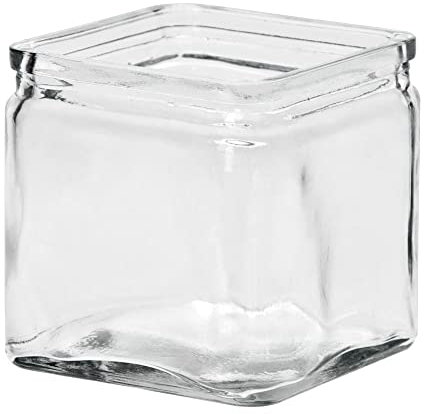 matches21 Glastopf Glasquader Quader Pflanztopf Würfel Dekotopf Dickes Glas mit Einkerbung klar 1 STK 14x14x14 cm