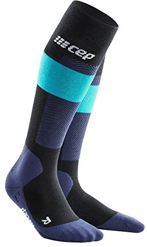 CEP - SKIING MERINO COMPRESSION SOCKS für Damen | Ski Sport Merino Socken mit Kompression und perfektem Fußklima dank Merino Wolle | Blau | Größe II | S