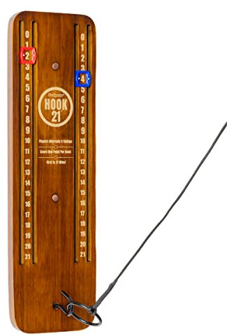 GoSports Hook 21 Ceiling Mount Ring Swing Game - Play Indoors or Outdoors - Brown