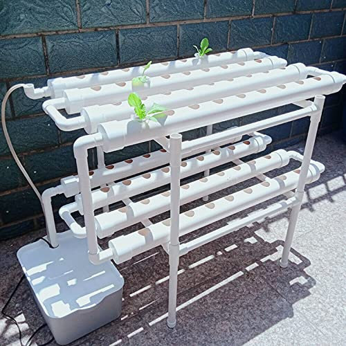 Kit di coltivazione idroponica in PVC, sistemi di coltivazione idroponica a 2 strati, 72 fori, sistema idroponico per la coltivazione di piante, sistema idroponico con pompa sommergibile