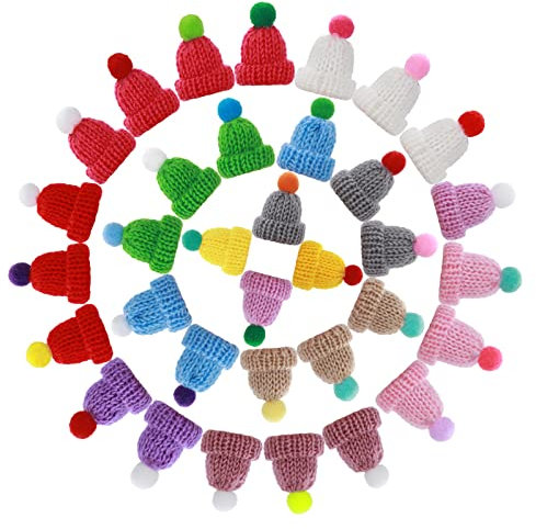 40 Stücke Mini Strickmützen Bunte Weihnachten Strickmütze Schneemann Weihnachtsbaum Dekoration Hut Weihnachtsfeier Puppe Dekorationen