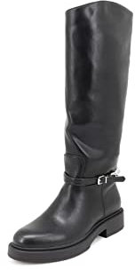 QUEEN HELENA Stivali Alti con Tacco Casual Comodi con Zip Laterale Invernali Plateau Fibbia Donna X27-180 (Nero, Numeric_37)